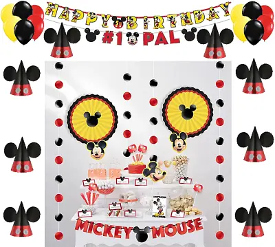 Mickey Mouse Birthday Party Decorations Personalize Banner Hats Decorating Kit • $19.99
