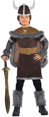 £21.99 • Buy Boys Viking Warrior Costume + Helmet Hat Child Saxon Fancy Dress Kids Outfit New