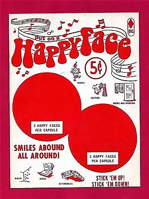 Vintage Old 5 Cent Put On A Happy Face Vending Machine Sign Old Store Stock • $13.99