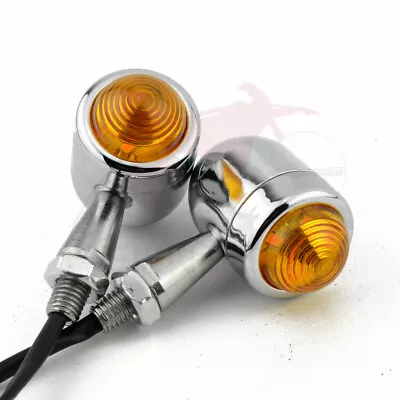 Mini Motorcycle Bullet Turn Signals Indicators Fits Chopper Cafe Racer Chrome • $18.99