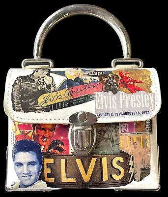 Elvis Presley Leather Handbag Purse W/Strap Hand Made White Custom Fast🛳️💨 • $249