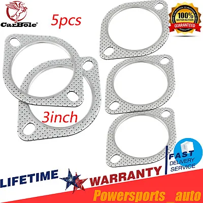 3  Catback Exhaust Header Down Pipe Manifold Collector Flange Gasket 2 Bolt 5pcs • $9.99