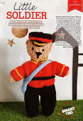 Val Pierce Toys DK KNITTING PATTERN Toy Little Soldier Bear • £0.90