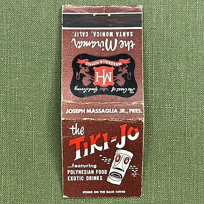 Vintage Matchbook Cover The Tiki - Jo Miramar Hotel Santa Monica CA Matches • $35