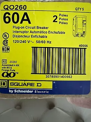 BRAND NEW Square D QO260 QO 60 Amp Two-Pole Circuit Breaker NOS • $25