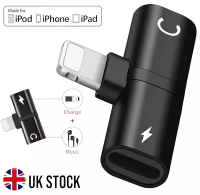 For Apple IPhone IPad IPod Adapter 2 In 1 Charger Listen To Headphones Dual Use • £4.99