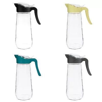 Glass Serving Pitcher Jug Lid Fridge Water Cocktail Juice Iced Drink Carafe 1.6L • £8.99