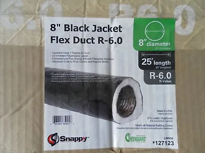 Snappy 8-in 25' Black Jacket Insulated Flexible Duct R-6 LW850 #127123 300  Flex • $59.99