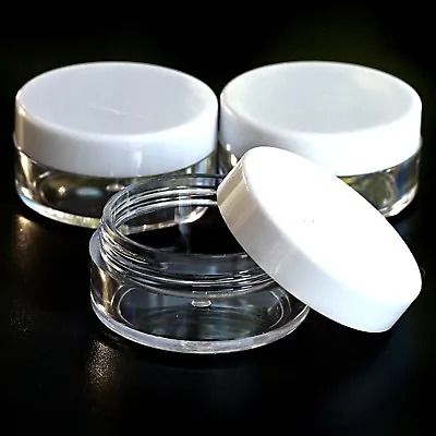 10 X 10ml CLEAR PLASTIC SAMPLE JARS/POTS  TRAVEL UK SELLER  Glitter/Cream Jfw-10 • £4.99