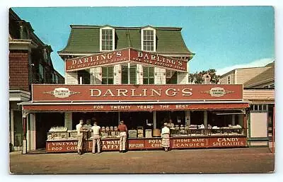 OAK BLUFFS MA Massachusetts ~ DARLING'S CANDY & POPCORN Store Roadside Postcard • $7.98