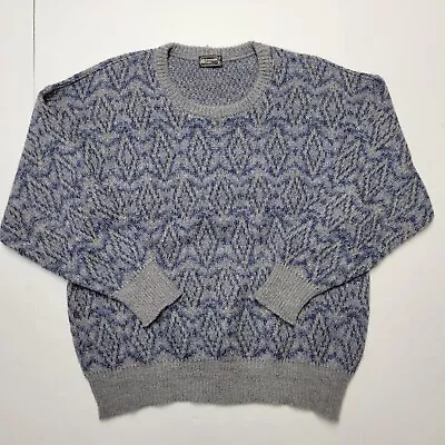 $256.50 • Buy ERMENEGILDO ZEGNA Large Gray Blue Argyle Wool Mohair Nylon Cotton Men's Sweater