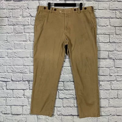 Peter Millar Chino Pants Mens 38 27  Inseam Beige Cotton Suspender Buttons • $19.99