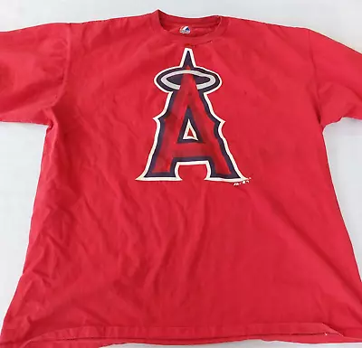 MLB Majestic Los Angeles Angel T-Shirt Baseball Red XL Mens S/S • $10