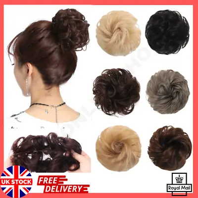 £3.29 • Buy Curly Messy Hair Bun Piece Updo Scrunchie Fake Natural Bobble Hair Extensions UK