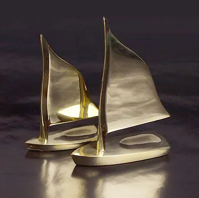 £20 • Buy Brass Sailing Boat Dingy Yacht Sculpture Model Ornament 2 Sizes Available