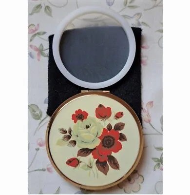 Vintage Floral Stratton Powder Compac With Mirror Loose Powder Inner & Cover • £9.99