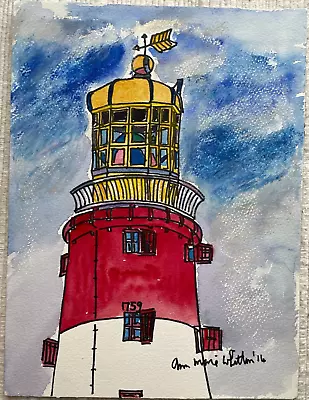 Lighthouse Watercolour On Art Paper 23cmx30cm Signed By Artist Ann Marie Whitton • £5