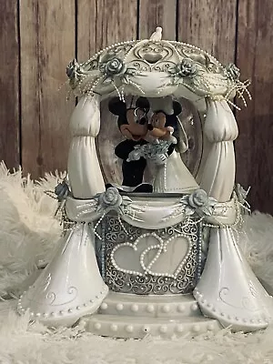 Disney Mickey And Minnie Wedding Musical Rotating Snow Globe Rare Collectible • $85