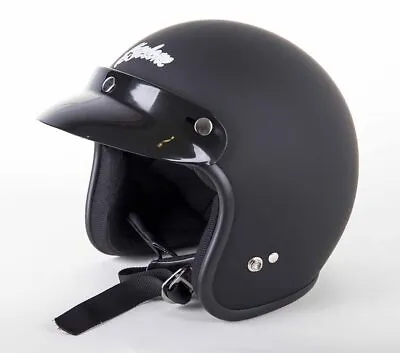 Matte Black Cyclone Open Face Motorcycle Helmet DOT Certified 3 Snap Visor • $54.95