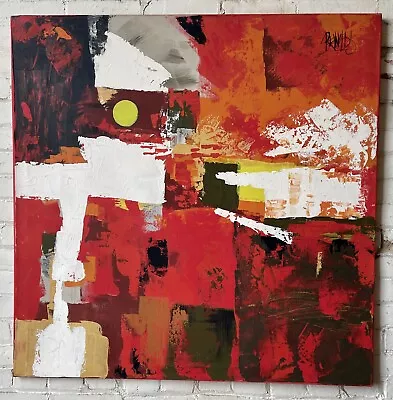 LARGE Vintage Lee Reynolds Burr Abstract Oil Painting 40  X 40  Vanguard Studio • $950