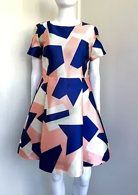 Kate Spade Size 6 US (10 AU) Dress Fit & Flare Blue Pink Silk Blend • $45