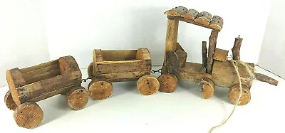 Wood Train Set ~ Vintage ~ Handmade ~ Wooden ~ Rustic Decor • $39.95