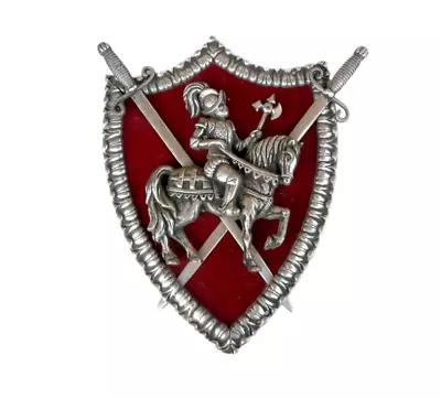 1970s Vintage Metal Wood Medieval Knight Shield Crest Sword Wall • $90