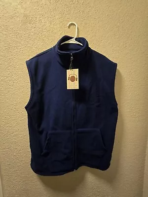 NWT Mens Young USA Fleece Zip Up Vest Blue Size XL • $20