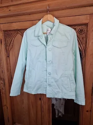 Ladies Denim Style Cotton  Jacket Size 14 Mint Green Nwt Lite • $25.27