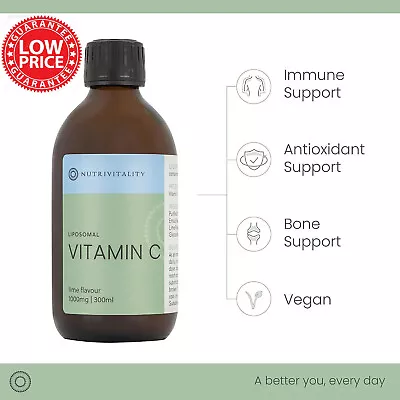 Nutrivitality Liposomal Vitamin C Supplement Immune Antioxidant 300ml RRP £39.99 • £15.95