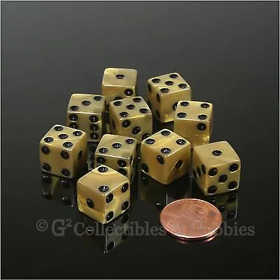 NEW 10 Olympic Gold 12mm Dice Set D&D RPG Game Pearlized D6 1/2 Inch Six Sided   • $4.99