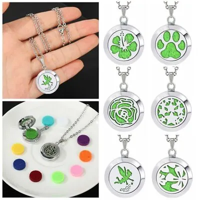 Charms Fragrance Locket Essential Oil Diffuser Necklace Aromatherapy Pendant • $12.84