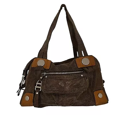 B Makowsky Purse  Brown Shiny Glazed Leather Tote Shoulder Bag • $24.90