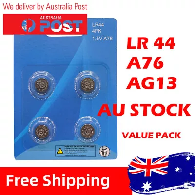 Genuine LR44 Battery A76/AG13 Button Cell Batteries 200/100/40/20/8/4pc AU STOCK • $5.99