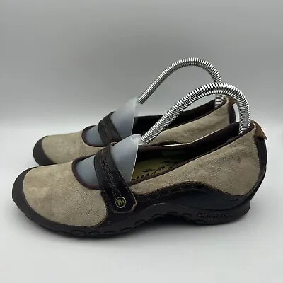 Merrell Plaza Bandeau Mary Jane Shoes Womens Size 8.5 Dark Taupe/Tan Suede 46404 • $22.99