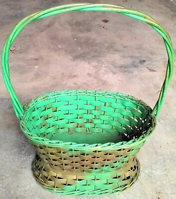 Vintage Primitive Americana Painted Splint Wood Easter Flower Or Egg Basket! • $1.99