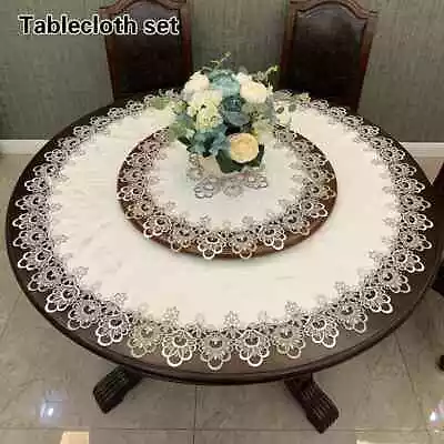 European Modern Fabric Lace Trim Party Big Tablecloth Small Round Table Cloth • $23.04