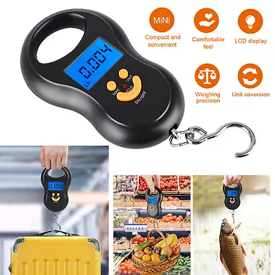 Digital LCD Fish Scale Postal Hanging Hook Luggage Weight Mini Portable 110lb US • $9.98