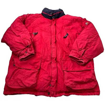 Vintage Nautica Puffer Jacket Red Mens Medium M Down Filled • $39.50