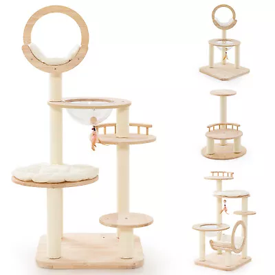 4-in-1 Building Block Cat Tree W/Space Capsule Nest Padded Platform Hanging Toy • $155.49