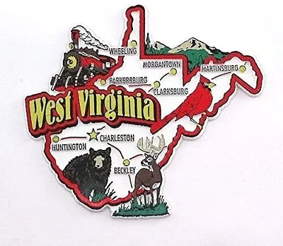 West Virginia State Map And Landmarks Collage Fridge Collectible Souvenir Magnet • $8.45