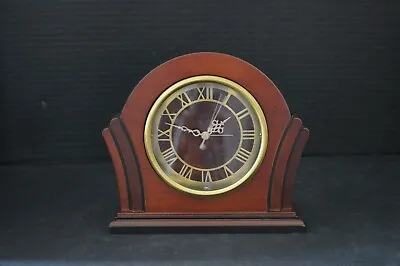 The Bombay Company Vtg Wooden Mantle Desk Clock Mahogany Clr 2003 Art Deco Works • $26.99