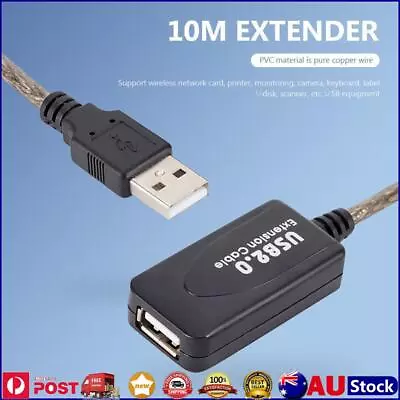 10m USB 2.0 Extension Repeater Cable A Male To A Female Cord With Signal Booster • $17.49