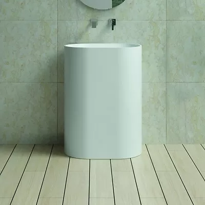 Free Standing Solid Surface Stone Modern Pedestal Sink 24 X 16 Inch - DW-104 • $1095