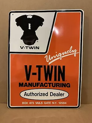 Vintage V-Twin Motorcycle Engine Authorized Dealer Sign Gas Oil Bike Parts Tools • $300