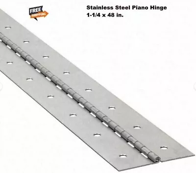 Stainless Steel Continuous Piano Hinge 1-1/4 X 4' Full Surface Non-removable Pin • $38.75