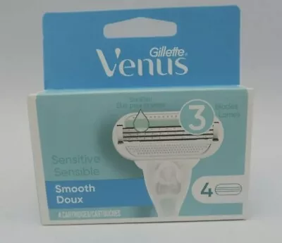 Gillette Venus SkinElixir Sensitive Smooth 3 Blades 4 Cartridges NEW BOX  • $12.99