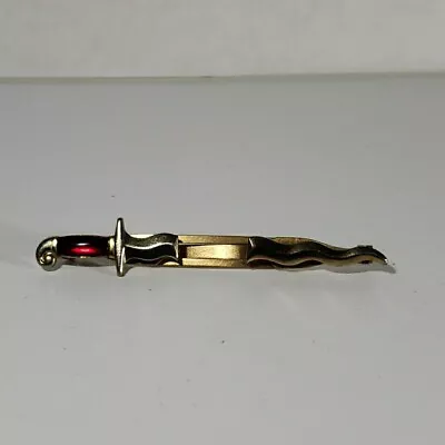 Vintage Anson Tie Bar Clip Red Kris Knife Sword Wavy Blade Large 3.5  Folding • $24.99