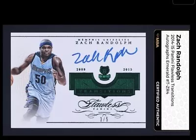 2014 Panini Flawless Transitions Emerald Zach Randolph Auto /5 #t-zr4 Mba Auth • $110