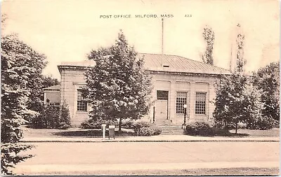 Postcard MA View Of US Post Office Milford Massachusetts Vintage C1948 A11 • $6.99